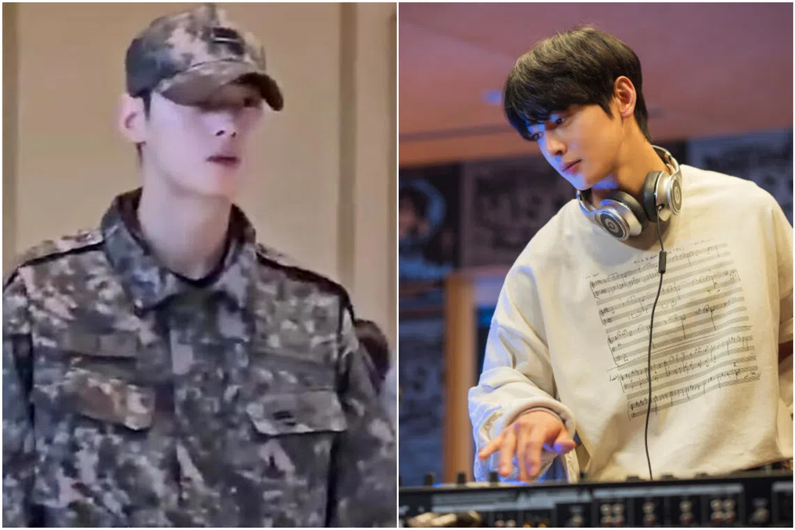 South Korean singer-actor Cha Eun-woo, who is currently serving in the military, was caught on camera at one of the Apec venues in Gyeongju.