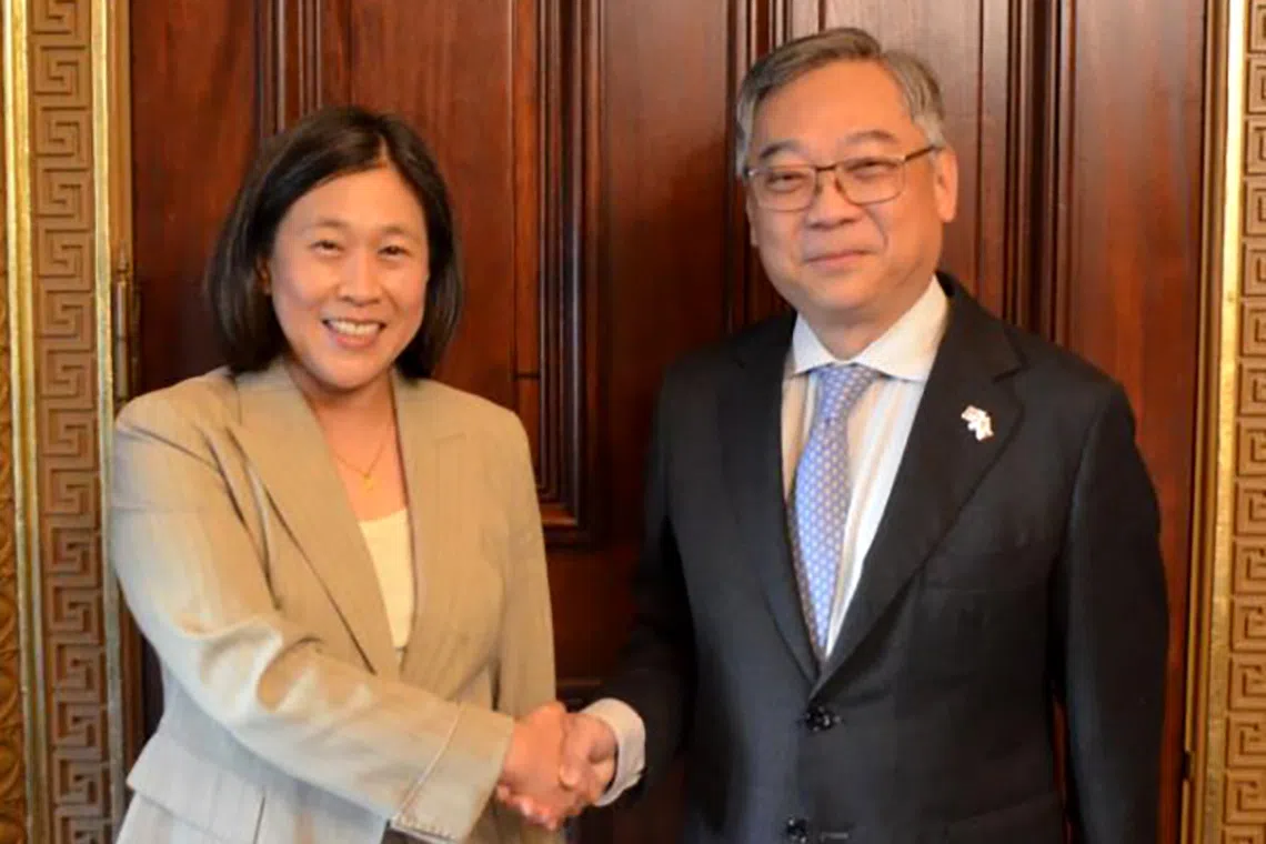Minister for Trade and Industry Gan Kim Yong meeting US Trade Representative Katherine Tai in Washington, DC.