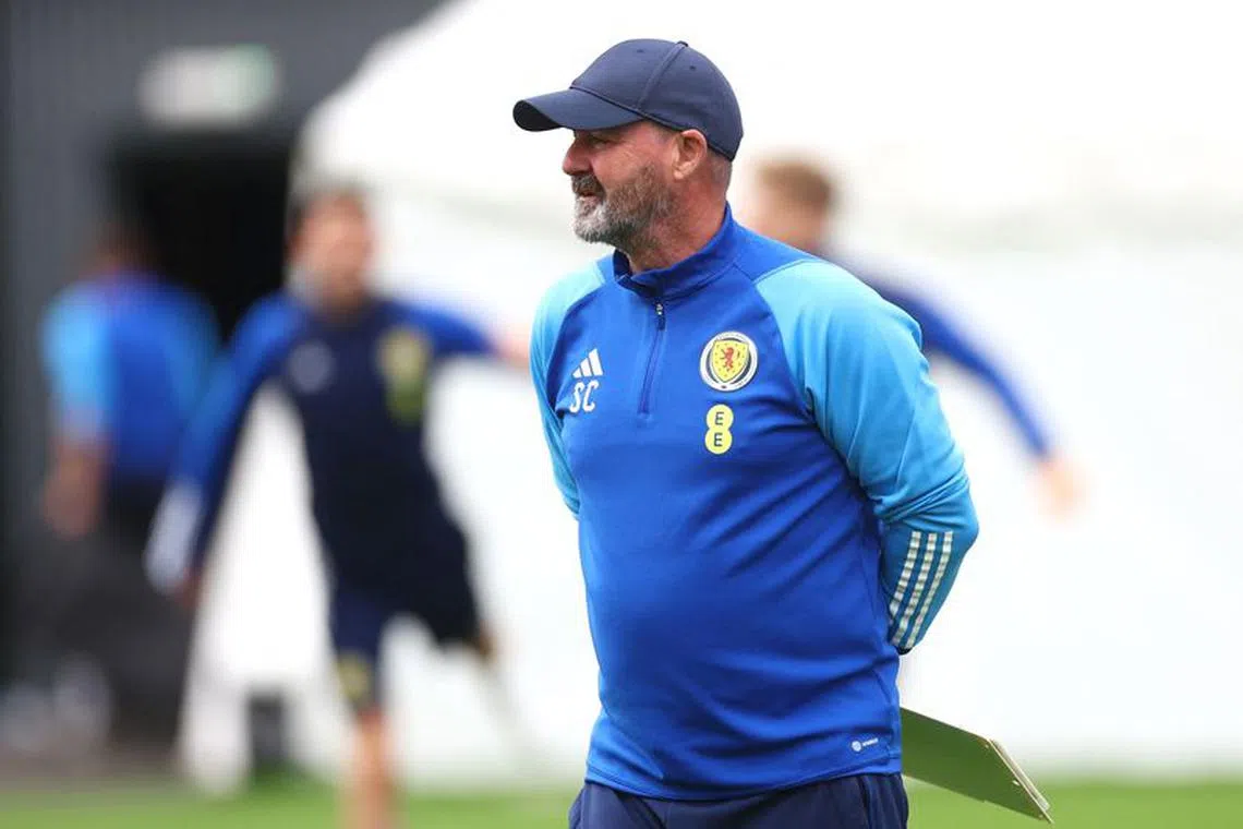 Soccer Football - International Friendly - Scotland Training - Lesser Hampden, Glasgow, Scotland, Britain - September 11, 2023  Scotland manager Steve Clarke during training REUTERS/Carl Recine