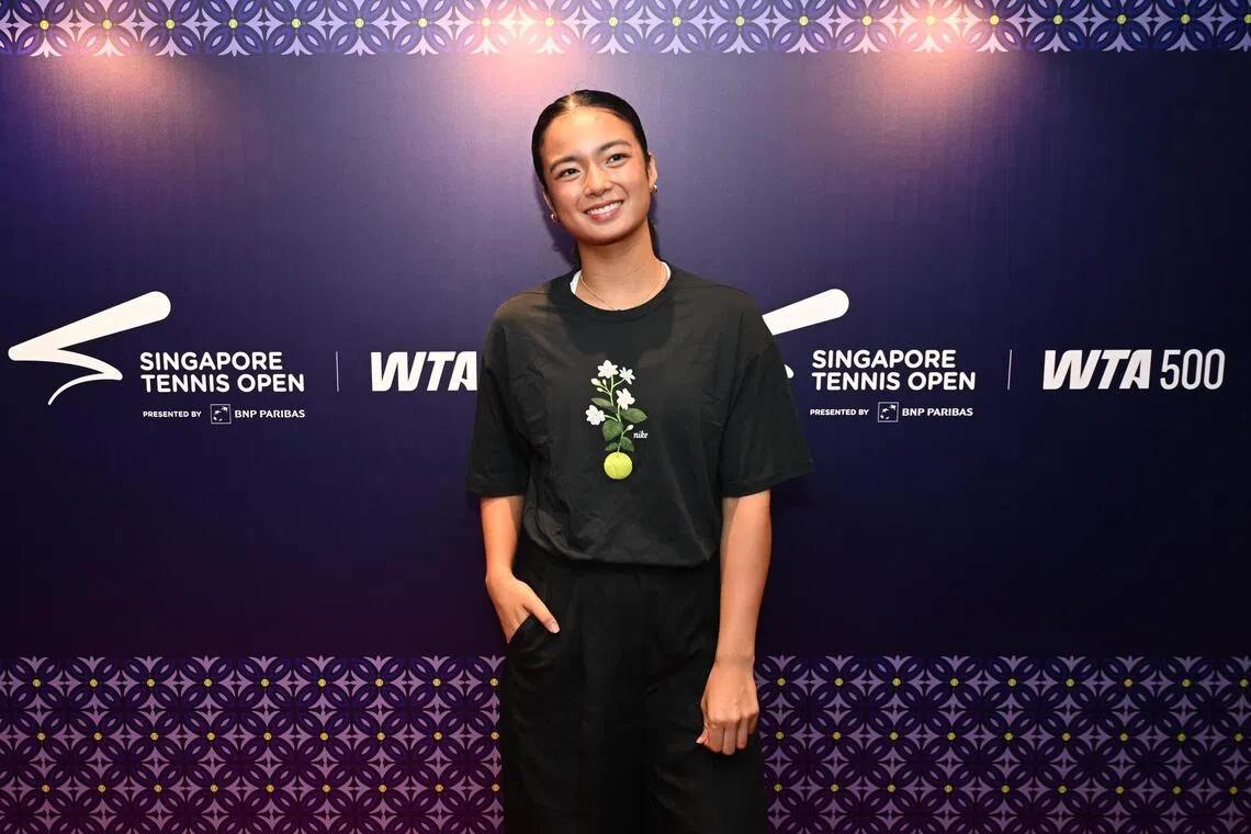 Filipino tennis player Alexandra Eala at the Singapore Tennis Open welcome party at Hilton Orchard Singapore on Sept 20.