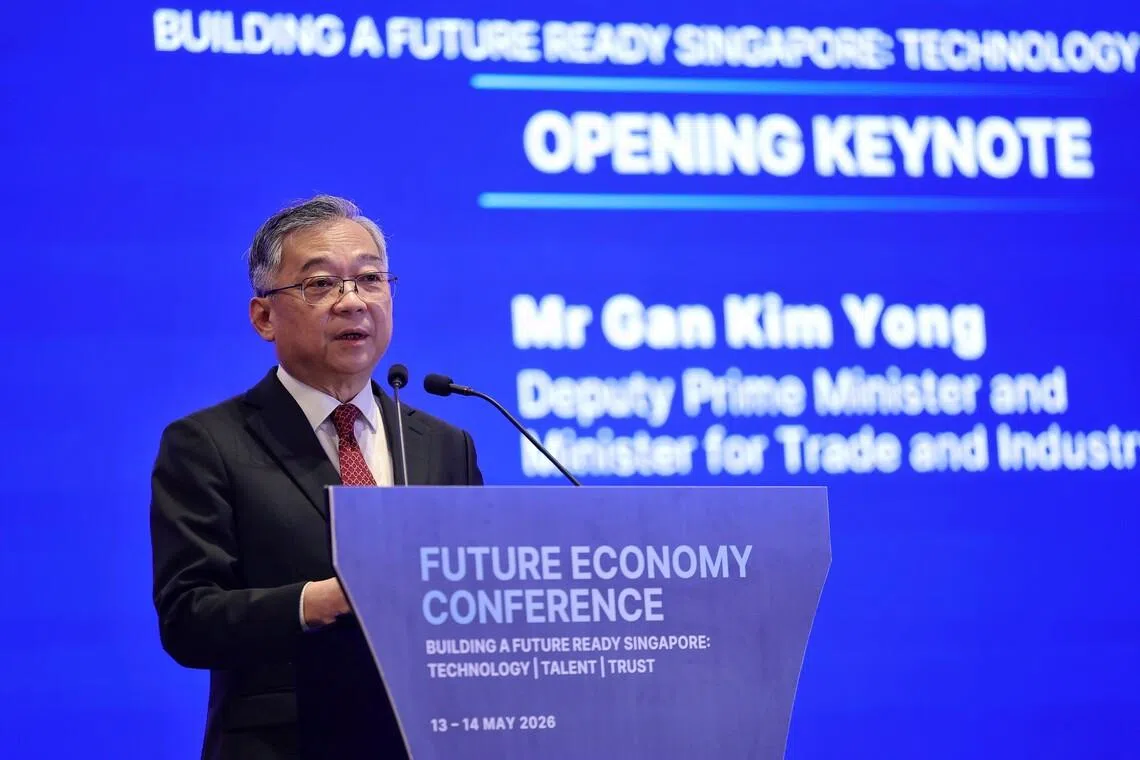 Deputy Prime Minister Gan Kim Yong during the SBF Future Economy Conference event at Sands Expo and Convention Centre on May 13.