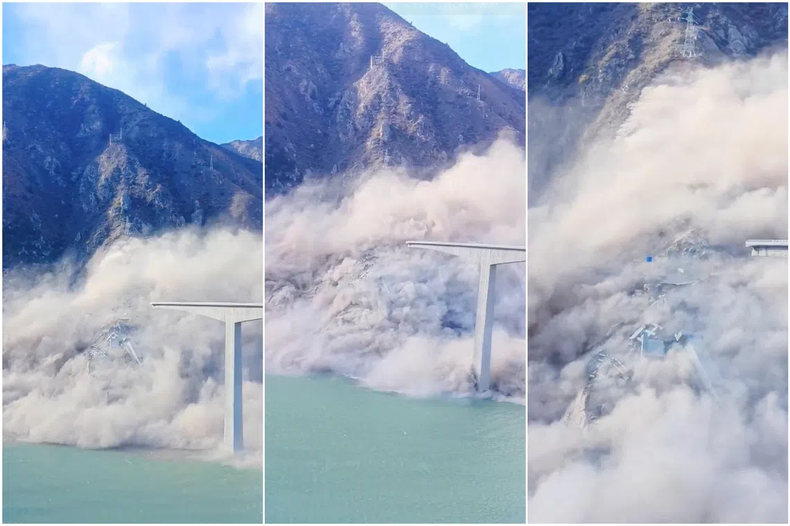 A portion of the bridge, which was completed only in January, caved in on Nov 11 and caused a cloud of dust.