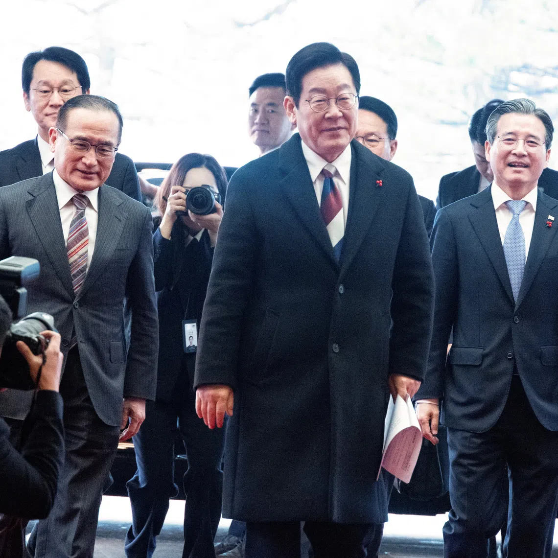 South Korean President Lee Jae Myung arriving at the Presidential Office at the Blue House in Seoul on Dec 29.