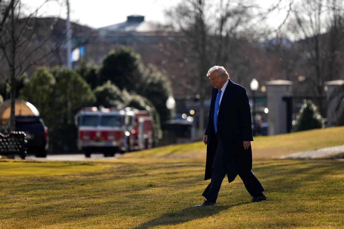 U.S. President Donald Trump walks to board Marine One, as he departs for Palm Beach, Florida from the South Lawn of the White House in Washington, U.S., February 7, 2025. REUTERS/Kent Nishimura/File Photo