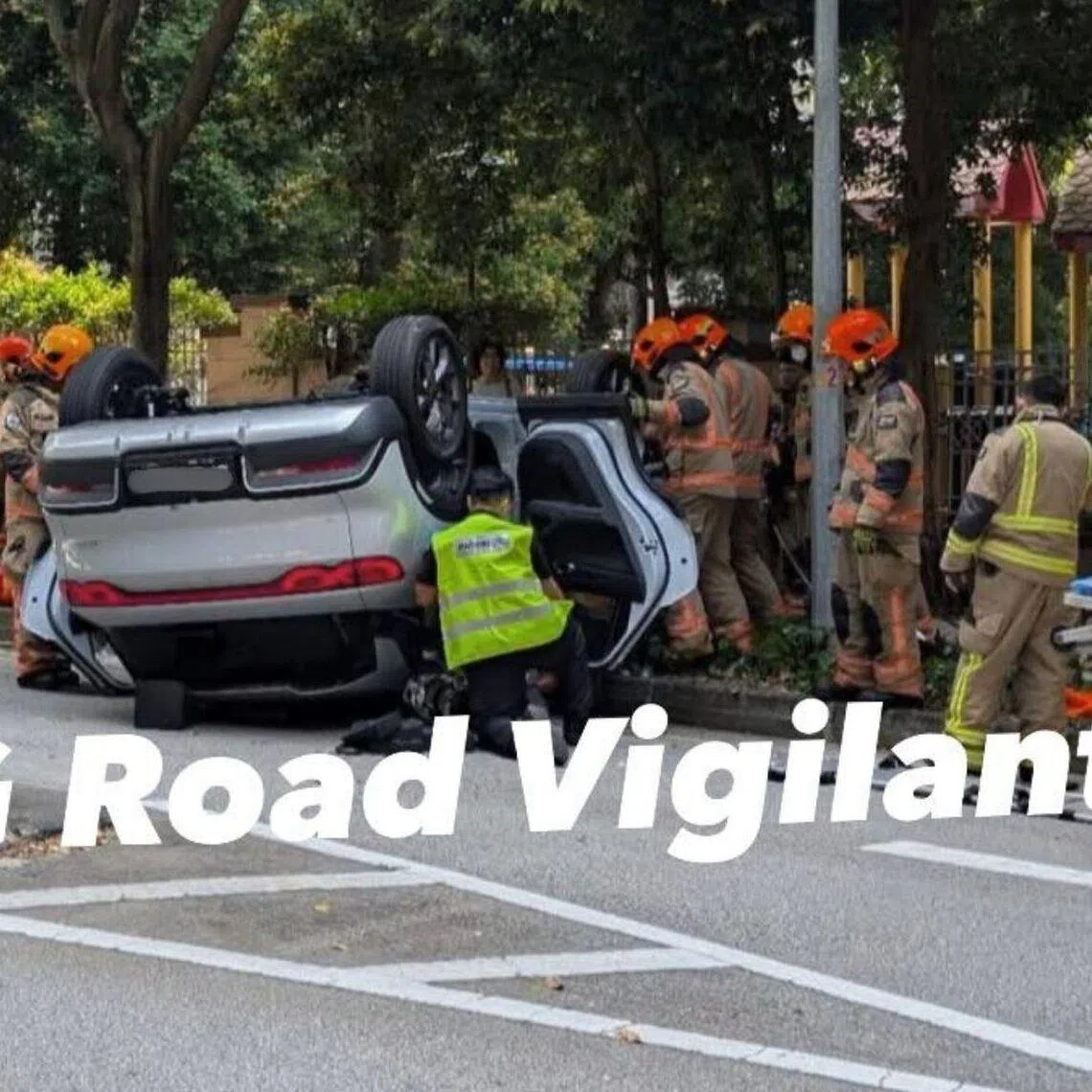 A person was found trapped in the front passenger’s seat of the car and was rescued using hydraulic rescue equipment.