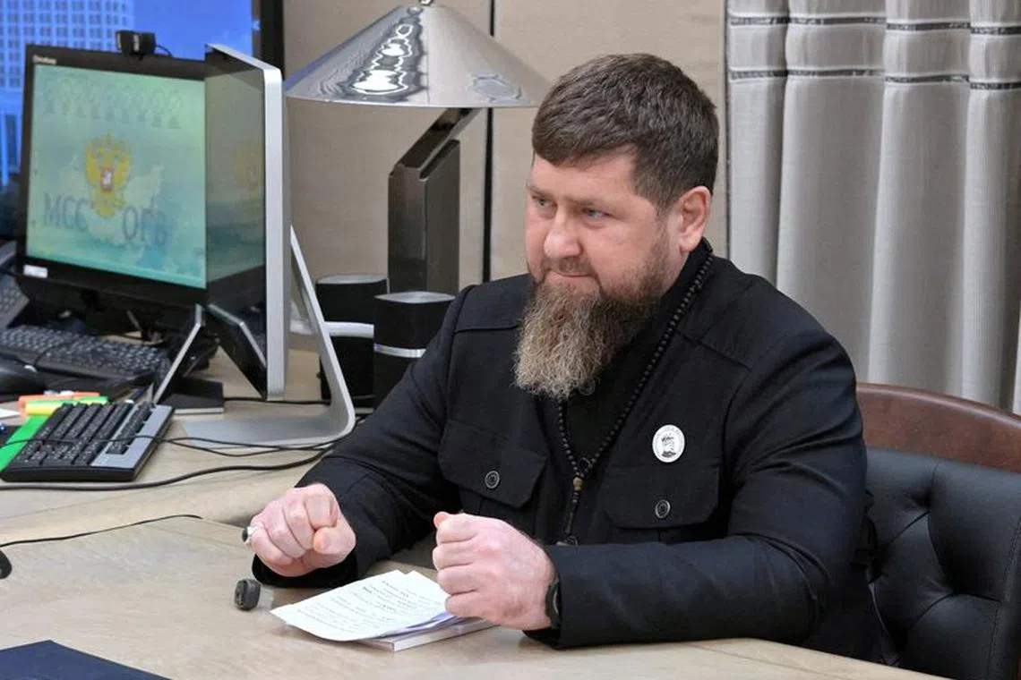 FILE PHOTO: Head of the Chechen Republic Ramzan Kadyrov attends a meeting with Russian Prime Minister Mikhail Mishustin in Moscow, Russia April 27, 2023. Sputnik/Alexander Astafyev/Pool via REUTERS /File Photo