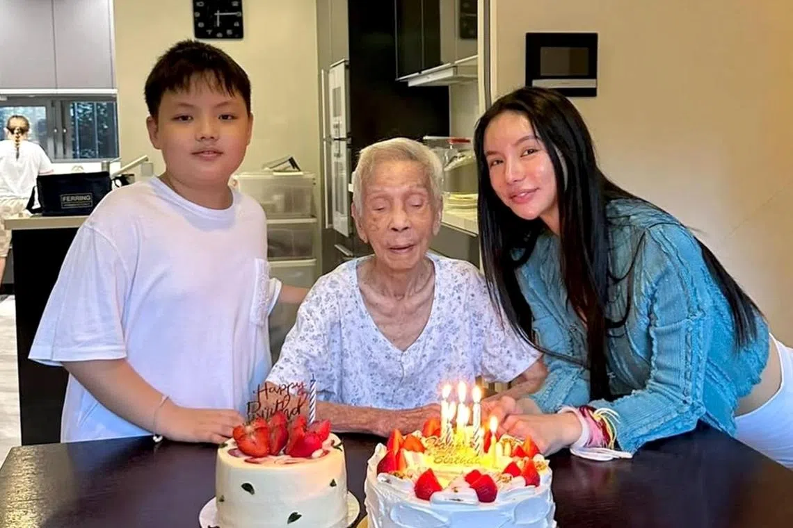 Kim Lim shares a photo with her late grandmother and her son Kyden on social media on April 12.
