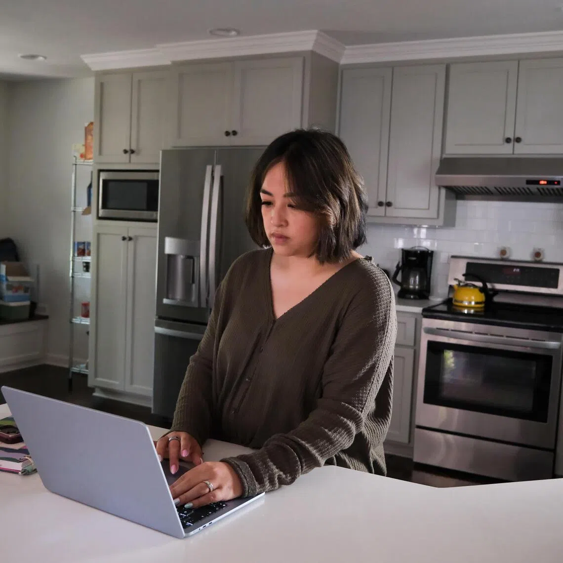 Lisa Green checks the Ollie Assistant from her computer at her home in Kansas City on Oct 3.