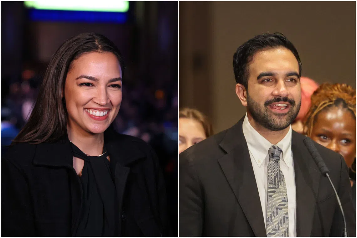 New York Mayor Zohran Mamdani (right) and congresswoman Alexandria Ocasio-Cortez, both millennials, have emerged as the movement’s most recognisable figureheads.