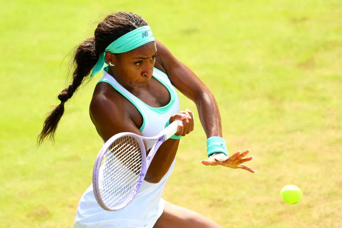 Tennis - WTA 500 - Berlin Open - Steffi Graf Stadium, Berlin, Germany - June 17, 2026 Coco Gauff of the U.S. in action during her round of 16 match against Spain's Paula Badosa REUTERS/Fabrizio Bensch