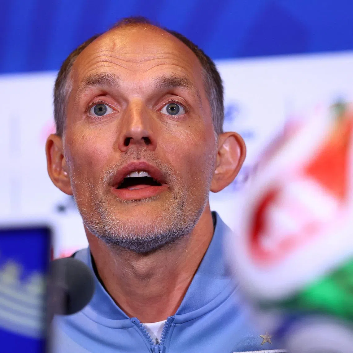 England manager Thomas Tuchel said it is more difficult to build momentum with the hydration breaks.
