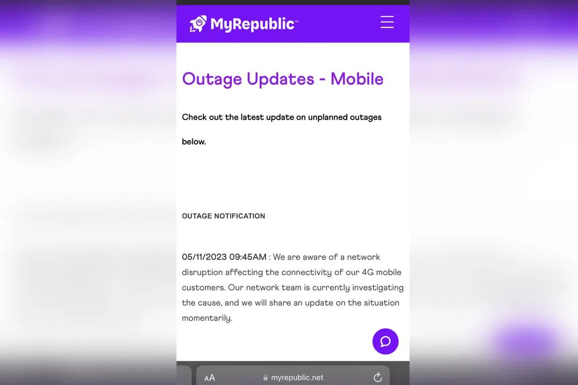 The Downdetector website, which records Internet outages, saw an increase in complaints about MyRepublic from about 6.30am.