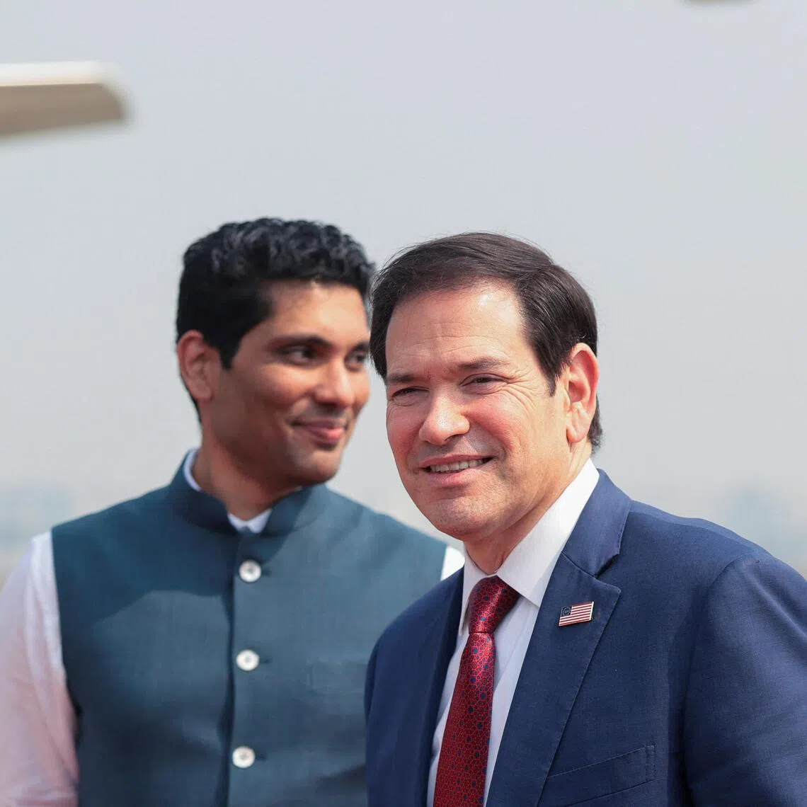 US Secretary of State Marco Rubio (right) and Dr. Rajesh Gawande, the secretary of protocol of the government of Maharashtra, in Mumbai on Oct 21.