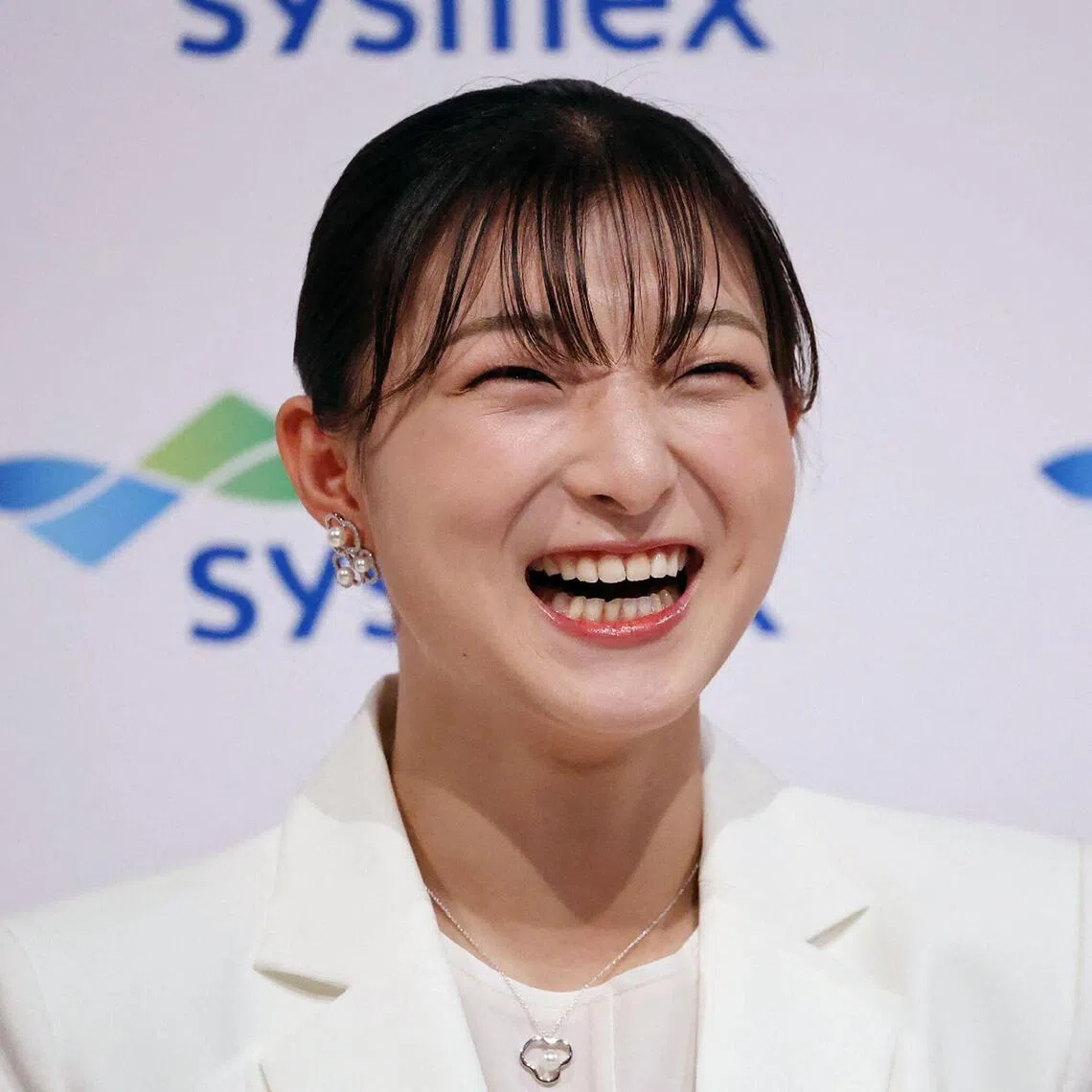 Japanese figure skating skater Kaori Sakamoto holds her retirement press conference in Kobe on May 13, 2026.