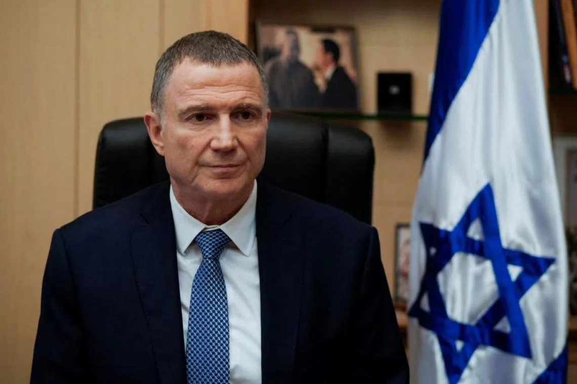 Yuli Edelstein, Chairman of the Knesset Foreign Affairs and Defense Committee, speaks during an interview with Reuters at his office in the Israeli parliament in Jerusalem, December 13, 2023. REUTERS/Dedi Hayun