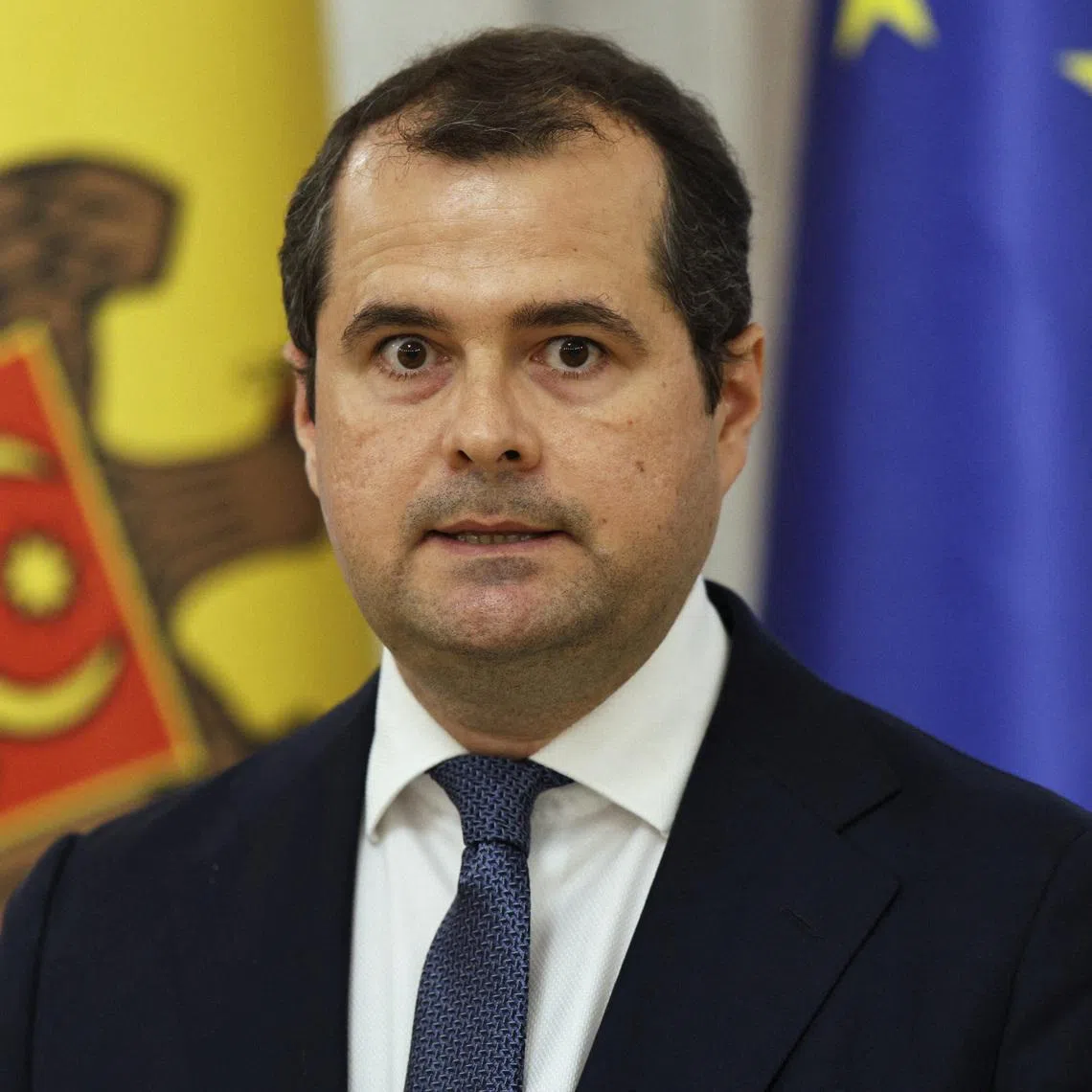 Financier Vasile Tofan, who has been nominated for the post of Moldova's Prime Minister, attends a press conference in Chisinau, Moldova July 11, 2026. REUTERS/Vladislav Culiomza