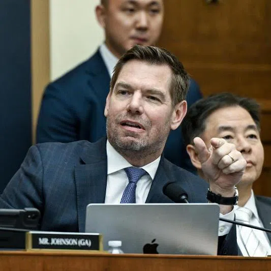 US Representative Eric Swalwell speaking at the Capitol in Washington, on Jan 22, 2026. He has suspended his campaign for governor over sexual misconduct allegations. 