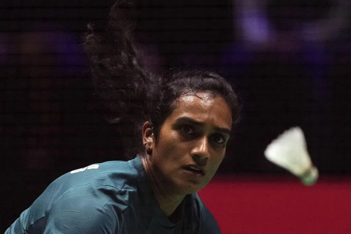Indian former world champion and Olympic medallist Pusarla Venkata Sindhu at the Badminton BWF World Championships on Aug 29, 2025. Ms Sindhu told AFP she had not been involved in testing synthetic competition-approved shuttlecocks but was favourable to their use if necessary.