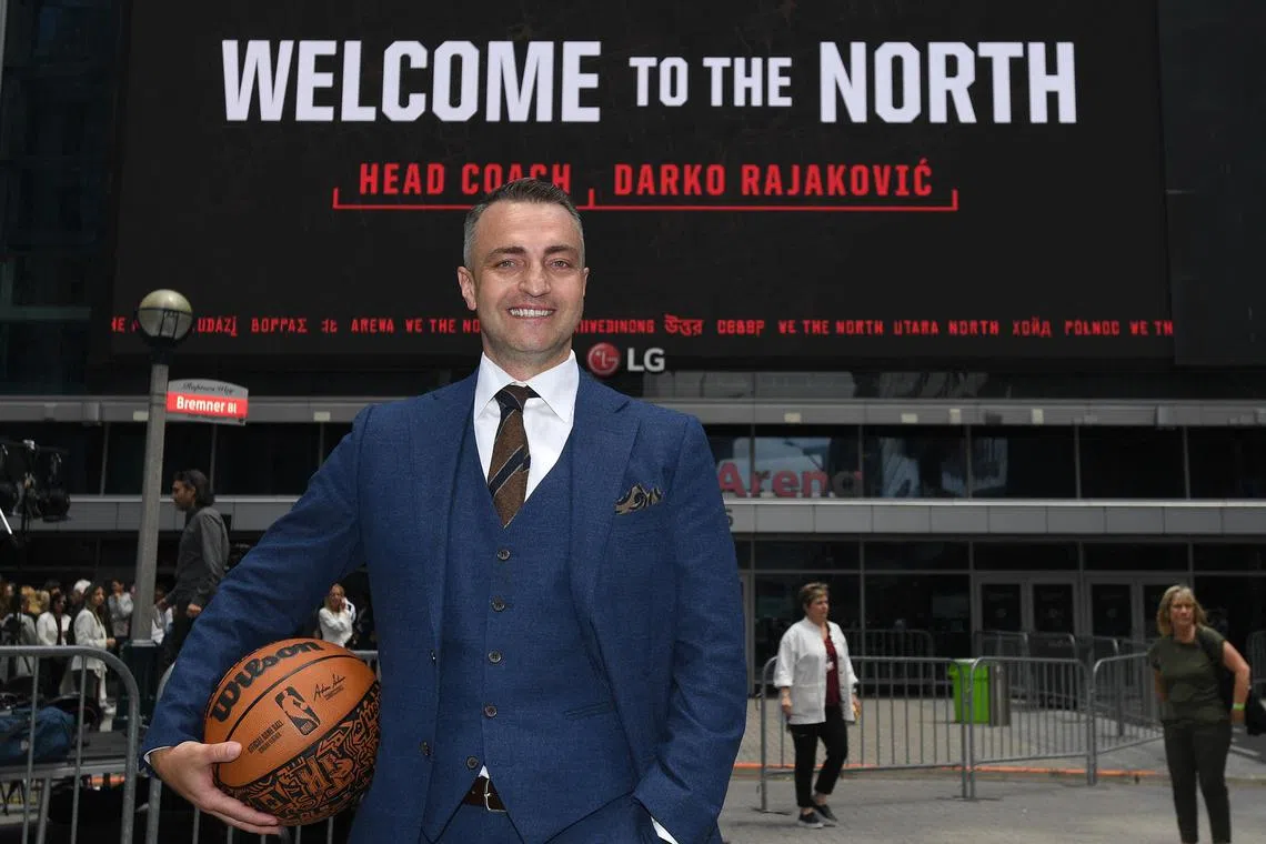 Toronto Raptors new head coach Darko Rajakovic posing for a photo after an introductory media conference at Scotiabank Arena on June 13. The New York Knicks have accused him of recruiting a former Knicks employee to relay proprietary information to the Raptors.