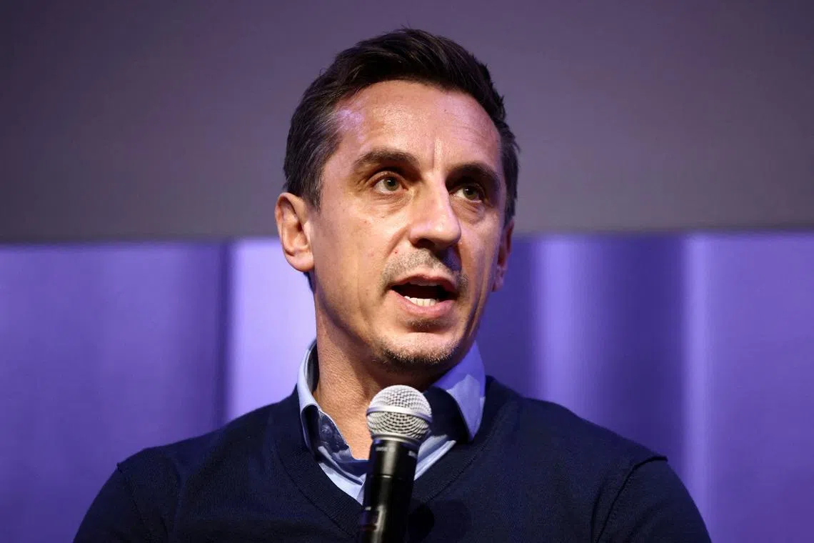 Former footballer Gary Neville speaks at Britain's Labour Party's annual conference in Liverpool, Britain, September 26, 2022. REUTERS/Henry Nicholls