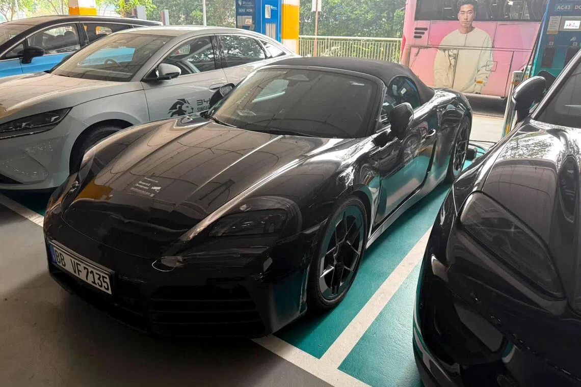straitstimes.com - Lee Nian Tjoe - Porsche electric Boxster prototype spotted at Singapore's IMM mall