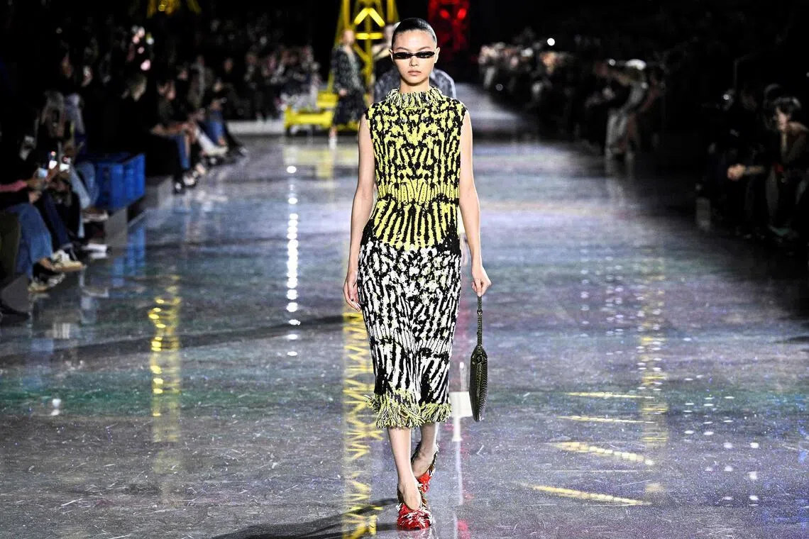 Animalistic prints brought to mind the abstract patterns of butterfly wings.