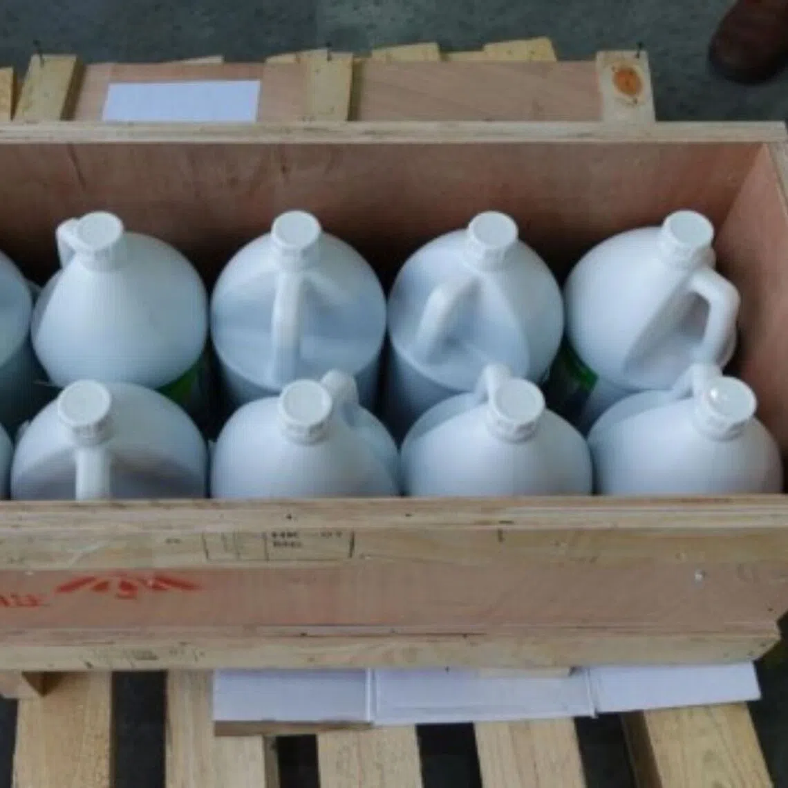 The overseas shipments were labelled as a well-known household bleach, but contained suspected codeine-based cough syrup.