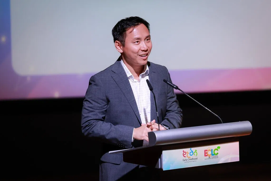 Minister of State (MOS) for Social and Family Development Goh Pei Ming speaks at the Early Childhood Learning Communities Appointment Ceremony at National Gallery on April 22.