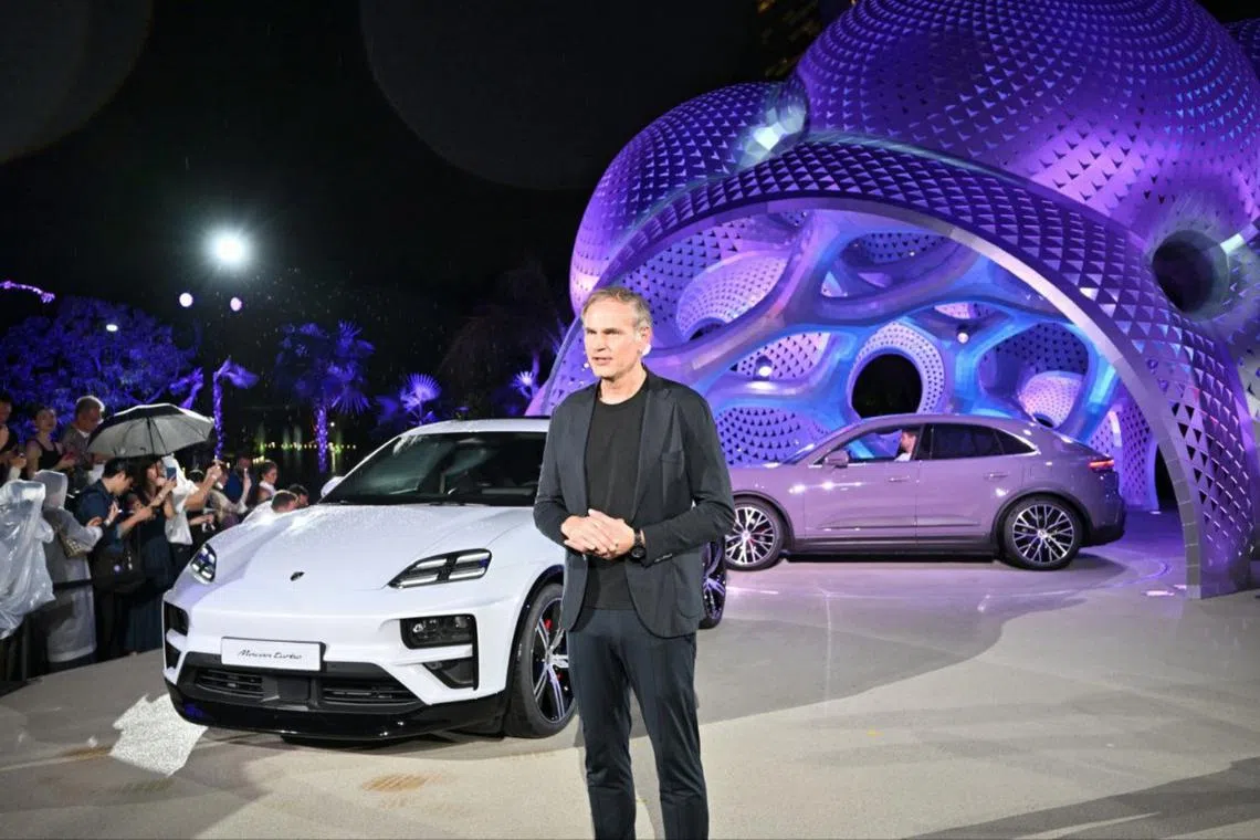 World premiere launch of the new electric Porsche Macan at Gardens by the Bay on Jan 25, 2024.