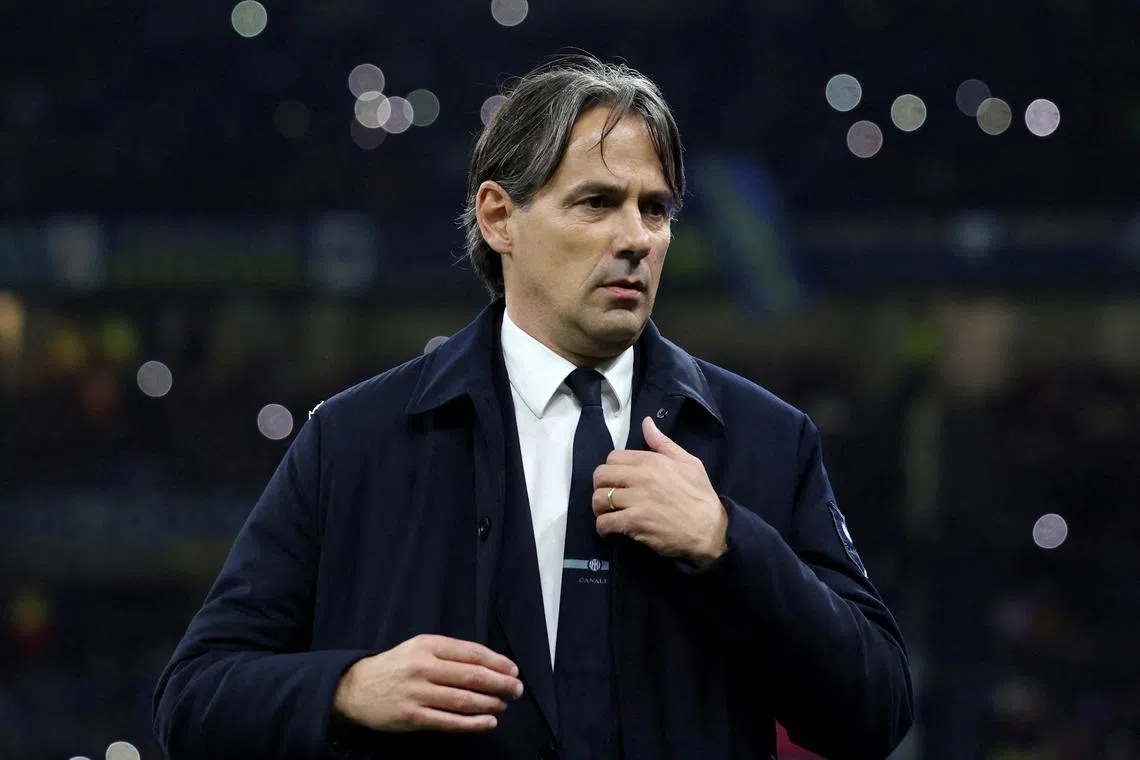FILE PHOTO: Soccer Football - Champions League - Quarter Final - Second Leg - Inter Milan v Bayern Munich - San Siro, Milan, Italy - April 16, 2025 Inter Milan coach Simone Inzaghi before the match REUTERS/Claudia Greco/File Photo