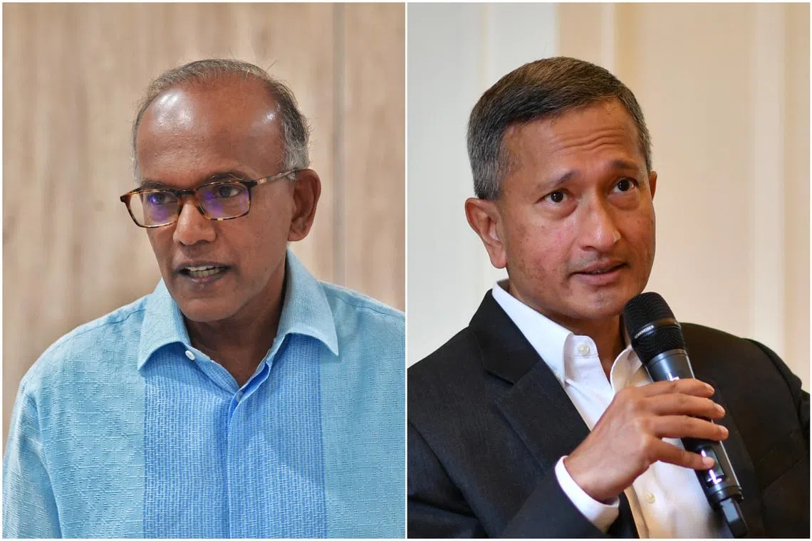 SLA said the two colonial bungalows being rented by Cabinet ministers K. Shanmugam (left) and Vivian Balakrishnan had been vacant for several years.