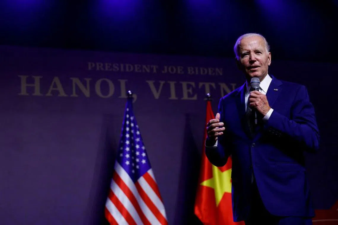 U.S. President Joe Biden holds a press conference in Hanoi, Vietnam, September 10, 2023. REUTERS/Evelyn Hockstein