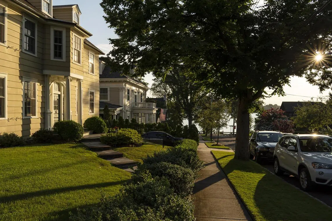 FILE — Homes on Hollywood Avenue, in the Douglas Manor neighborhood of Queens, on Aug 17, 2021.  More than one quarter of homeowners in the United States are “house poor,” spending more than 30 percent of their income on housing costs, according to a new study. (Karsten Moran/The New York Times)