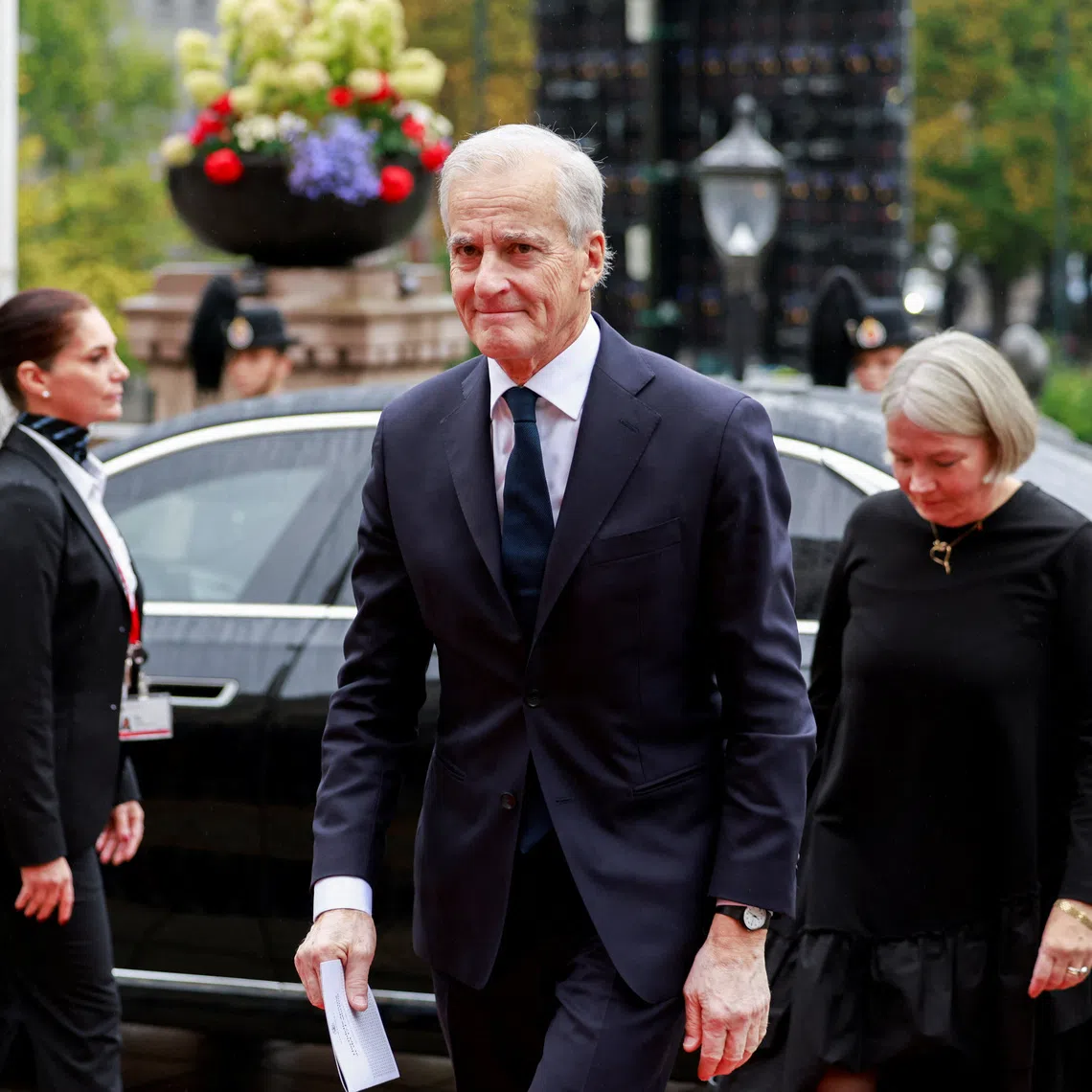 Prime Minister Jonas Gahr Stoere on his way to the ceremonial opening of the 171st Storting, in Oslo, Norway, October 2, 2026.  NTB/Jonas Been Henriksen via REUTERS