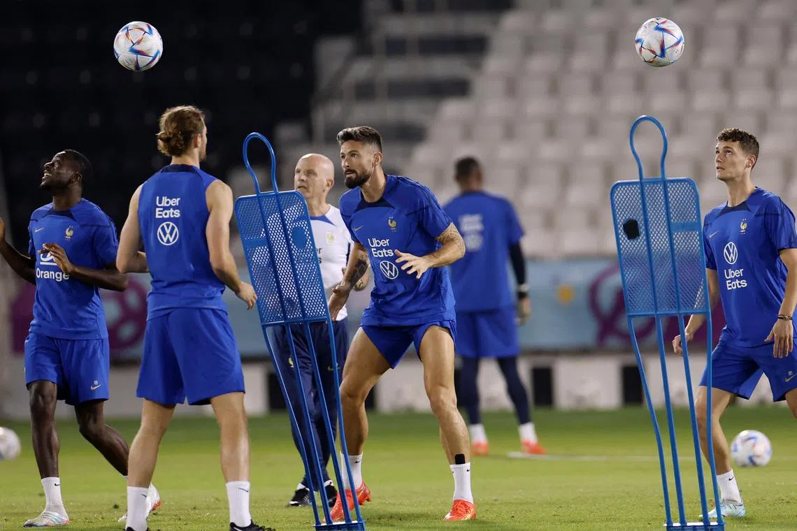 France striker Olivier Giroud during a training session on Nov 24, 2022.