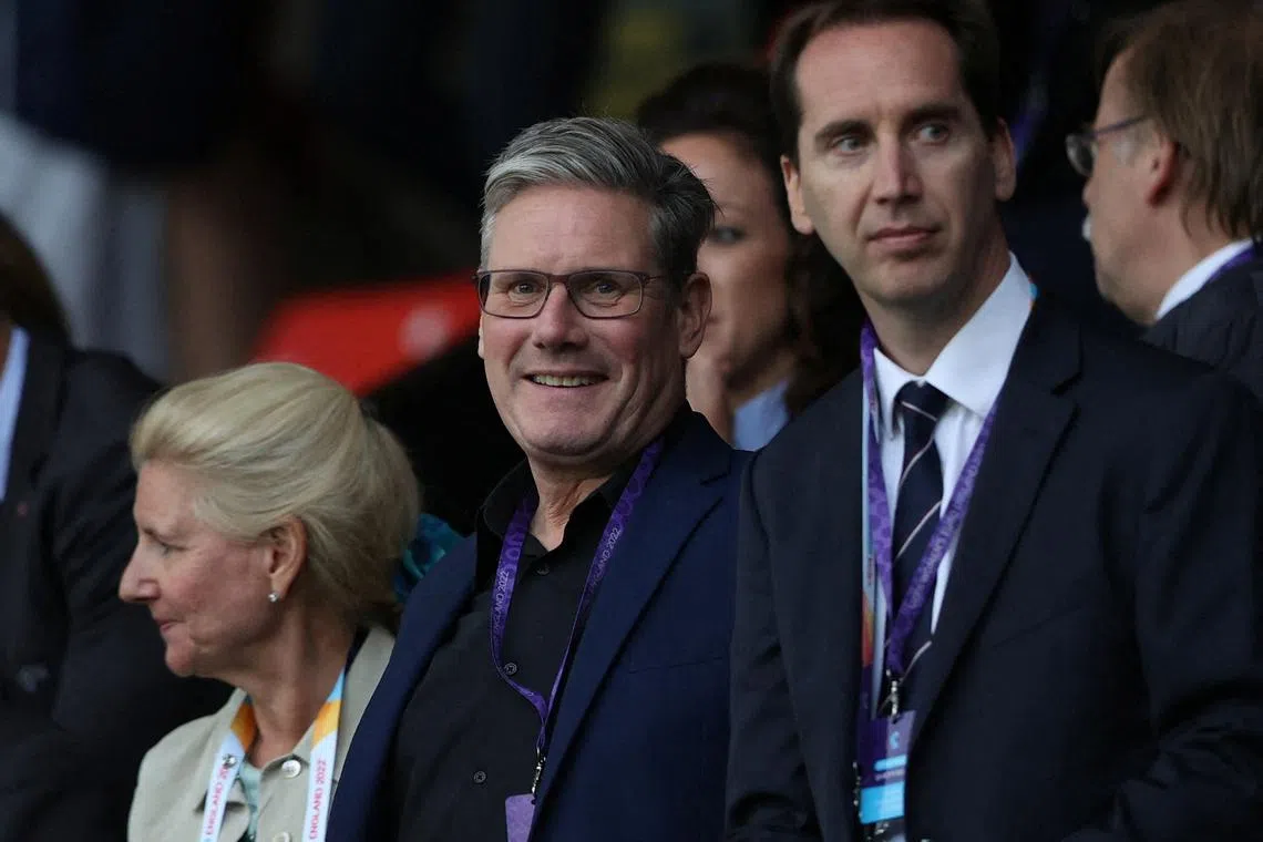 FILE PHOTO: Soccer Football - Women's Euro 2022 - Semi Final - England v Sweden - Bramall Lane, Sheffield, Britain - July 26, 2022 Labour Party leader Keir Starmer in the stands before the match REUTERS/Molly Darlington/File Photo