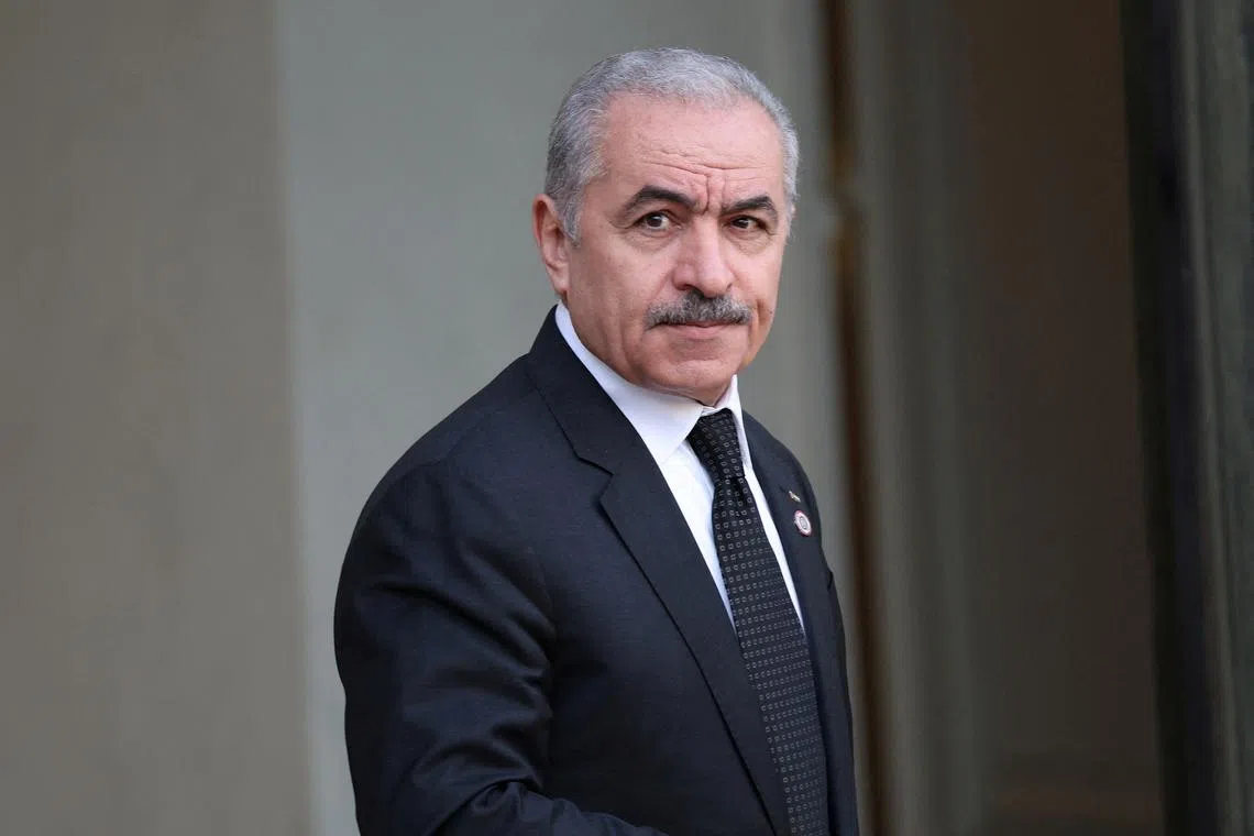 FILE PHOTO: Palestinian Authority Prime Minister Mohammad Shtayyeh arrives to attend an international humanitarian conference for the people of Gaza at the Elysee Palace in Paris, France, November 9, 2023. REUTERS/Claudia Greco/File Photo
