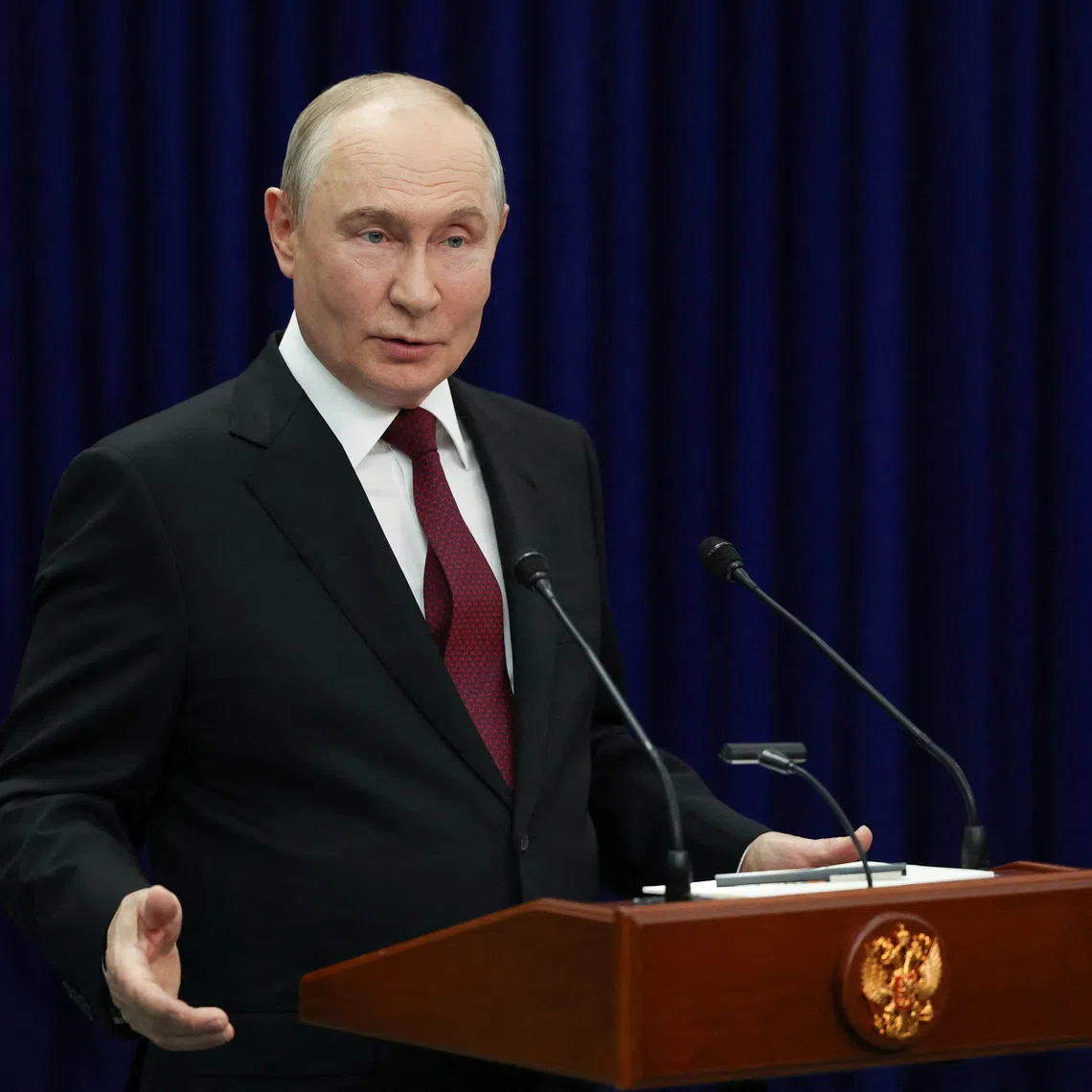 Russian President Vladimir Putin speaks during a press conference following the Shanghai Cooperation Organisation (SCO) summit in Bishkek, Kyrgyzstan September 2, 2026. Sputnik/Vyacheslav Prokofyev/Pool via REUTERS