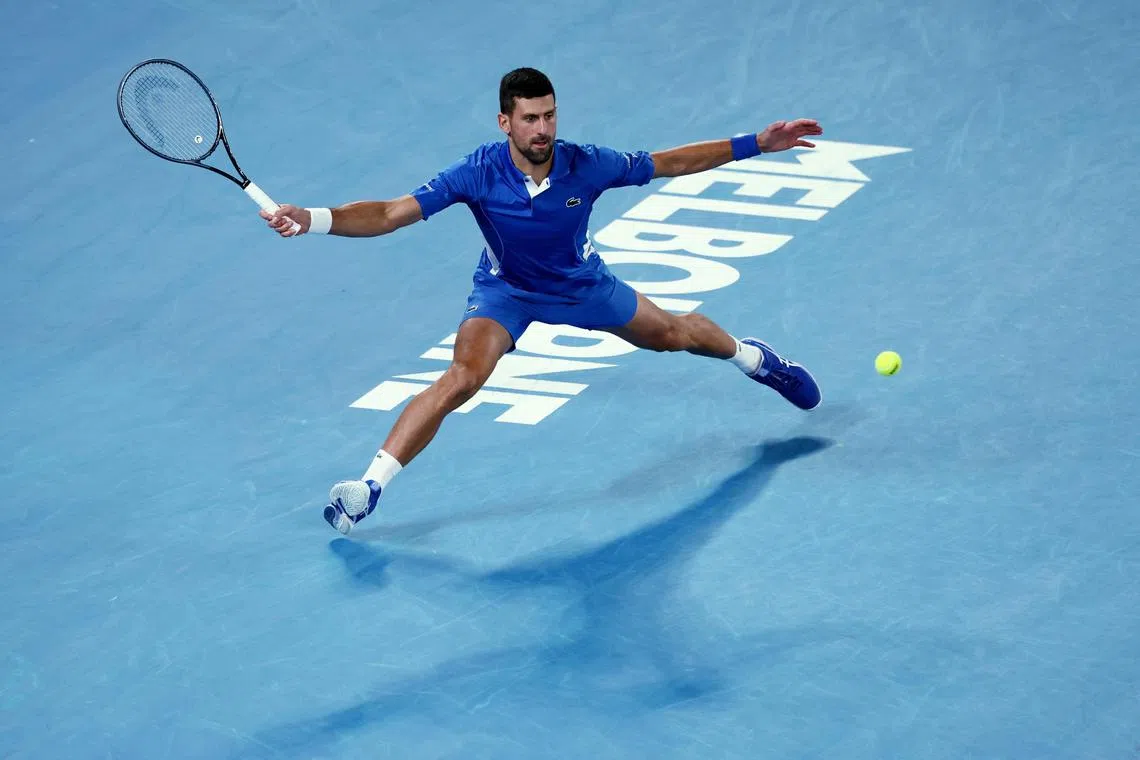 Novak Djokovic during his Australian Open second-round match against Australia's Alexei Popyrin.