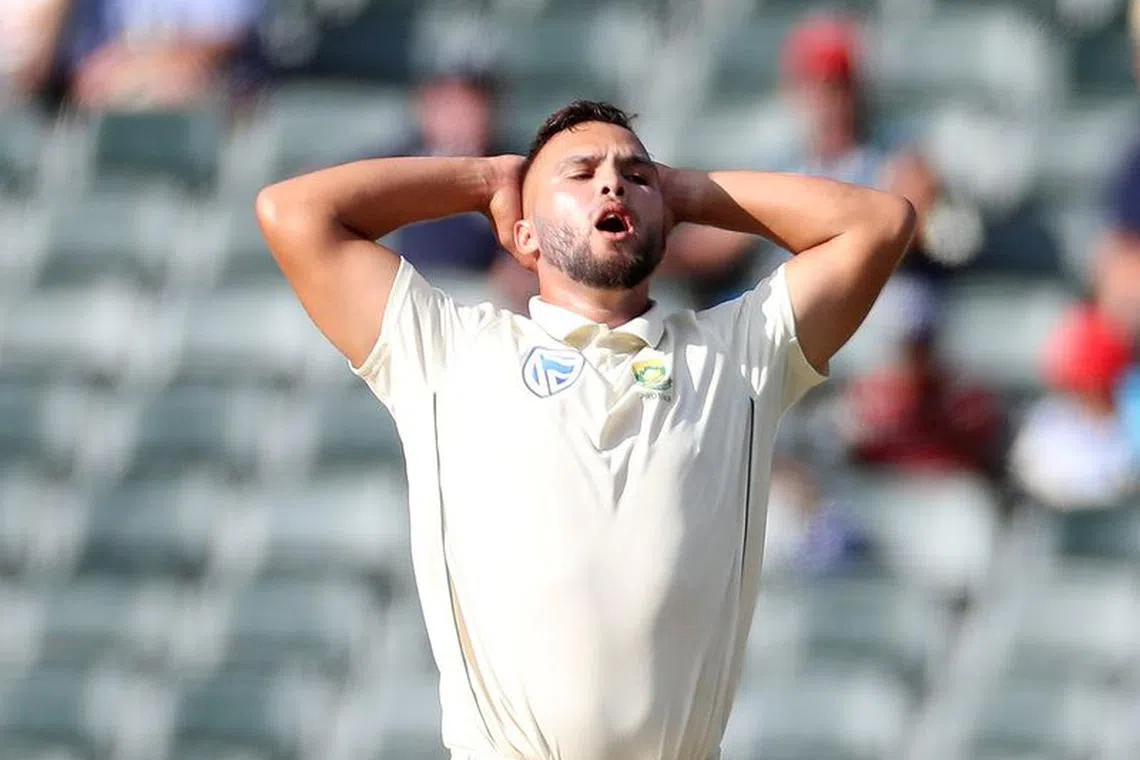 FILE PHOTO: Cricket - South Africa v England - Fourth Test - Imperial Wanderers Stadium, Johannesburg, South Africa - January 26, 2020   South Africa's Dane Paterson reacts. REUTERS/Siphiwe Sibeko/File Photo