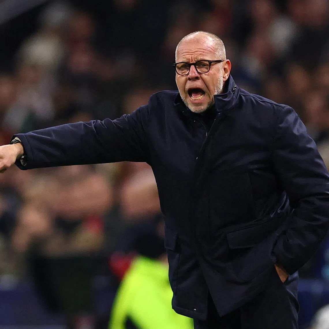 FILE PHOTO: Soccer Football - UEFA Champions League - Ajax Amsterdam v Benfica - Johan Cruijff Arena, Amsterdam, Netherlands - November 25, 2025  Ajax Amsterdam coach Fred Grim reacts REUTERS/Piroschka Van De Wouw/File Photo