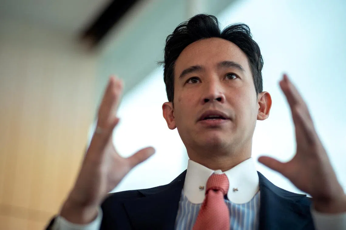 Move Forward Party Leader Pita Limjaroenrat speaks during an interview with Reuters in Bangkok, Thailand July 18, 2023. REUTERS/Athit Perawongmetha