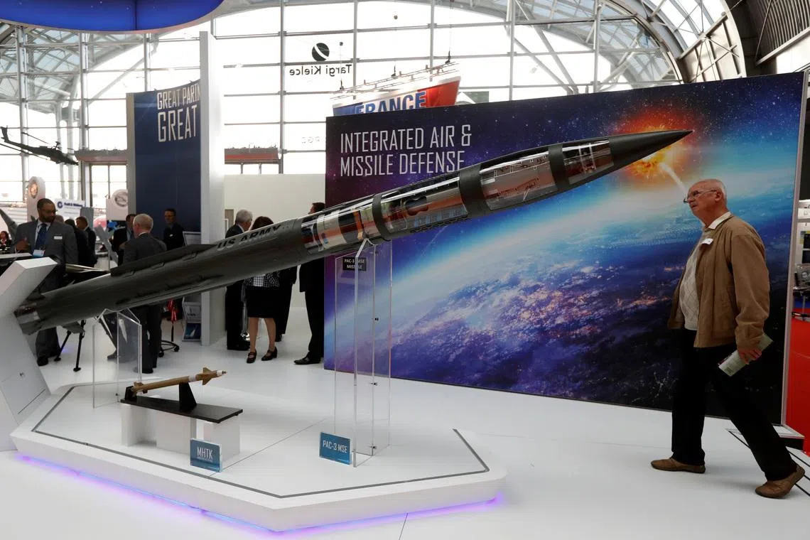 A man looks at a Patriot Advanced Capability (PAC-3) Missile Segment Enhancement (MSE) model by Lockheed Martin at an international military fair in Kielce, Poland September 7, 2017. REUTERS/Kacper Pempel