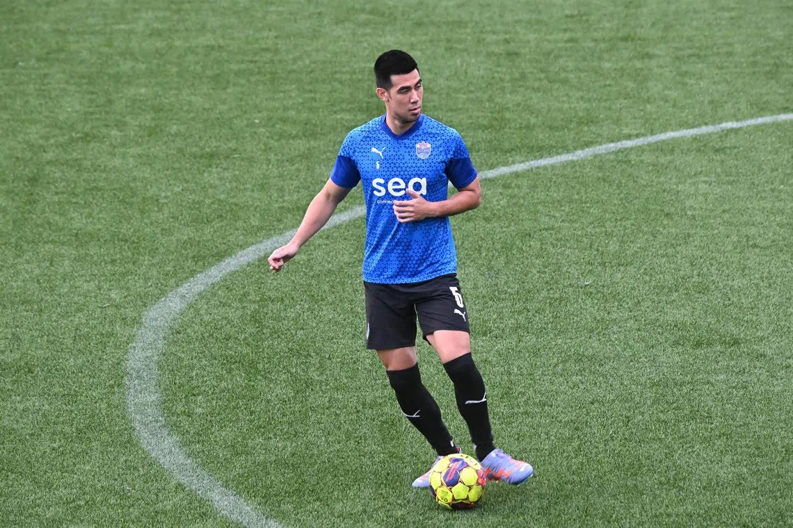 Lion City Sailors centre-back Lionel Tan during training at Mattar Road on Mar 29, 2023.

Credit: Ariffin Jamar