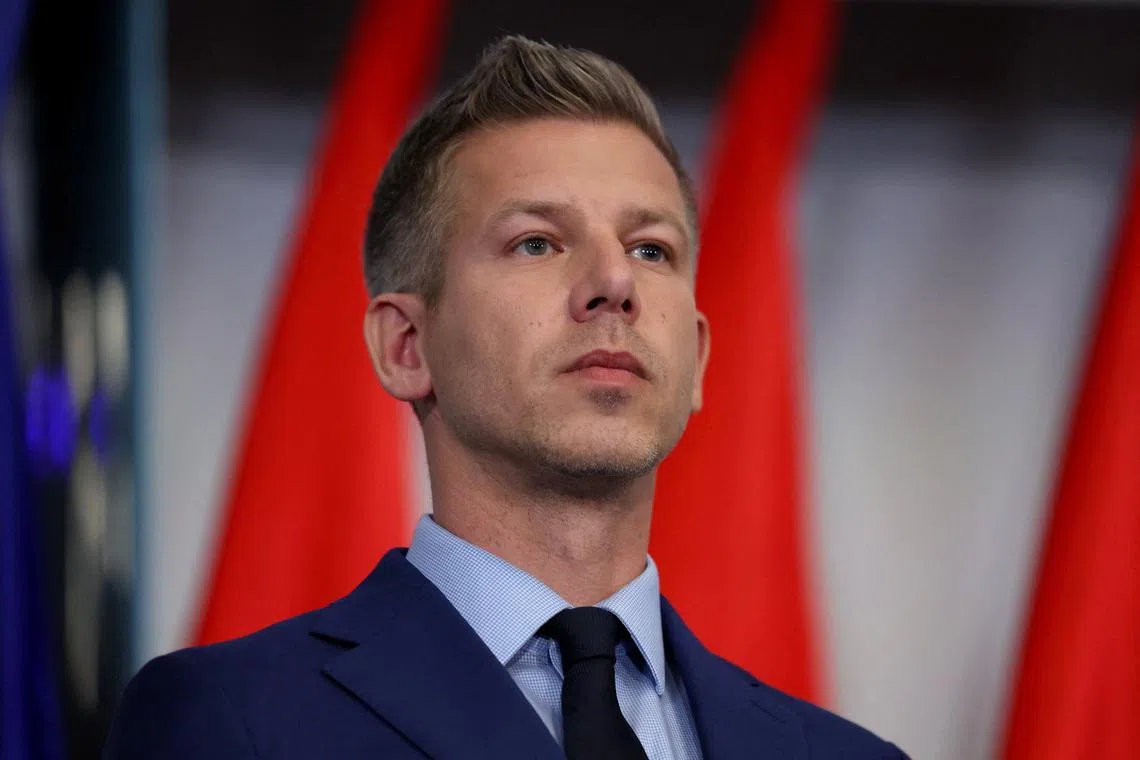 Hungary's election winner Peter Magyar attends a press conference in Budapest, Hungary, April 20, 2026. REUTERS/Bernadett Szabo