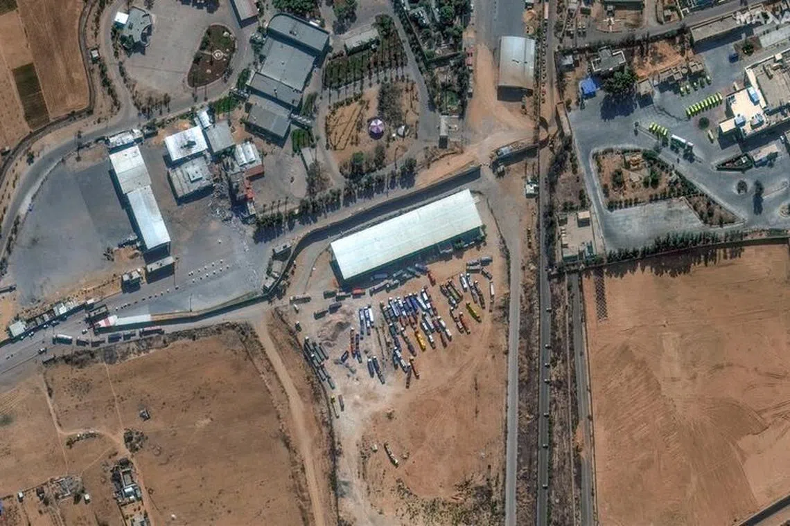 A satellite image shows a closer view of the Rafah border crossing between Gaza and Egypt, amid the ongoing conflict between Israel and the Palestinian Islamist group Hamas, November 7, 2023. Maxar Technologies/Handout via REUTERS /file photo