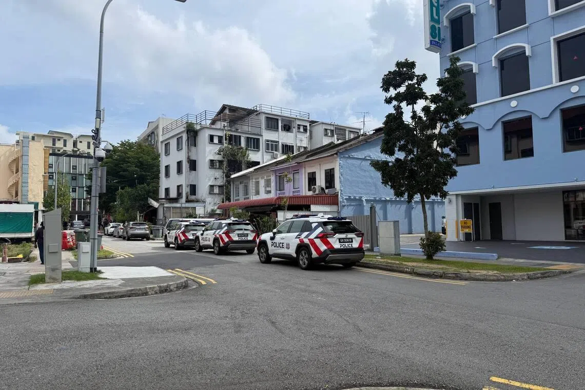 When ST arrived at the arera at around 10.25am, at least five police cars were parked there.