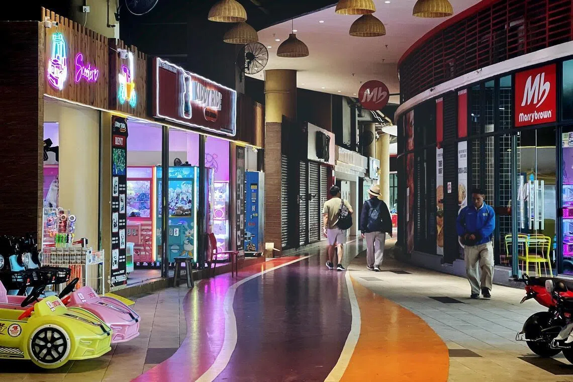 A row of shops at the Fisherman Wharf in Johor's Forest City.