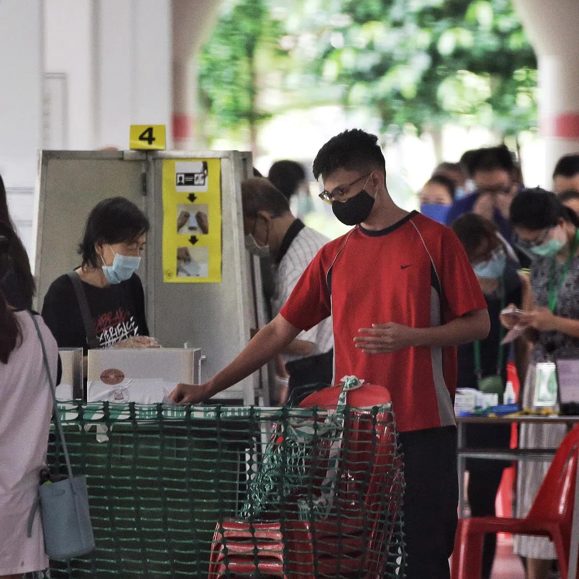 Voters at a polling station in Pasir Ron July 10, 2020. [General Election 2020]