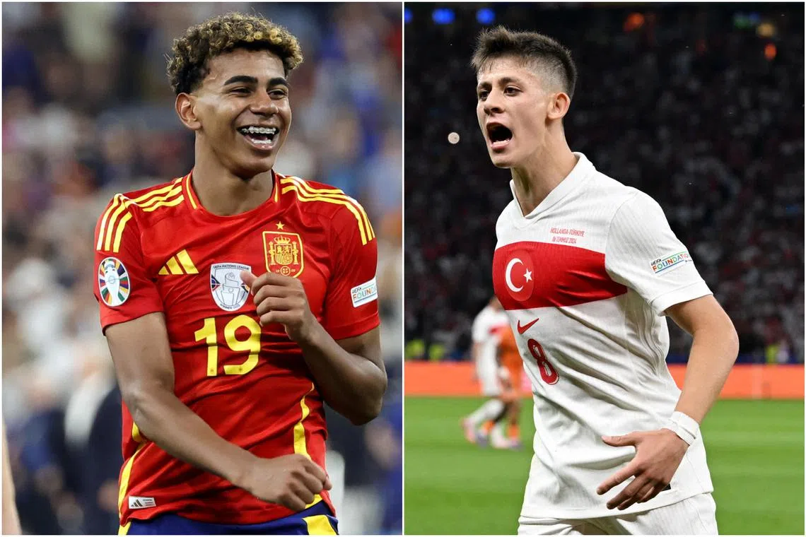 Spain's Lamine Yamal (left), 17, became the youngest goalscorer in Euro history with his semi-final strike against France. Turkey's Arda Guler, 19, has a fine career ahead of him.